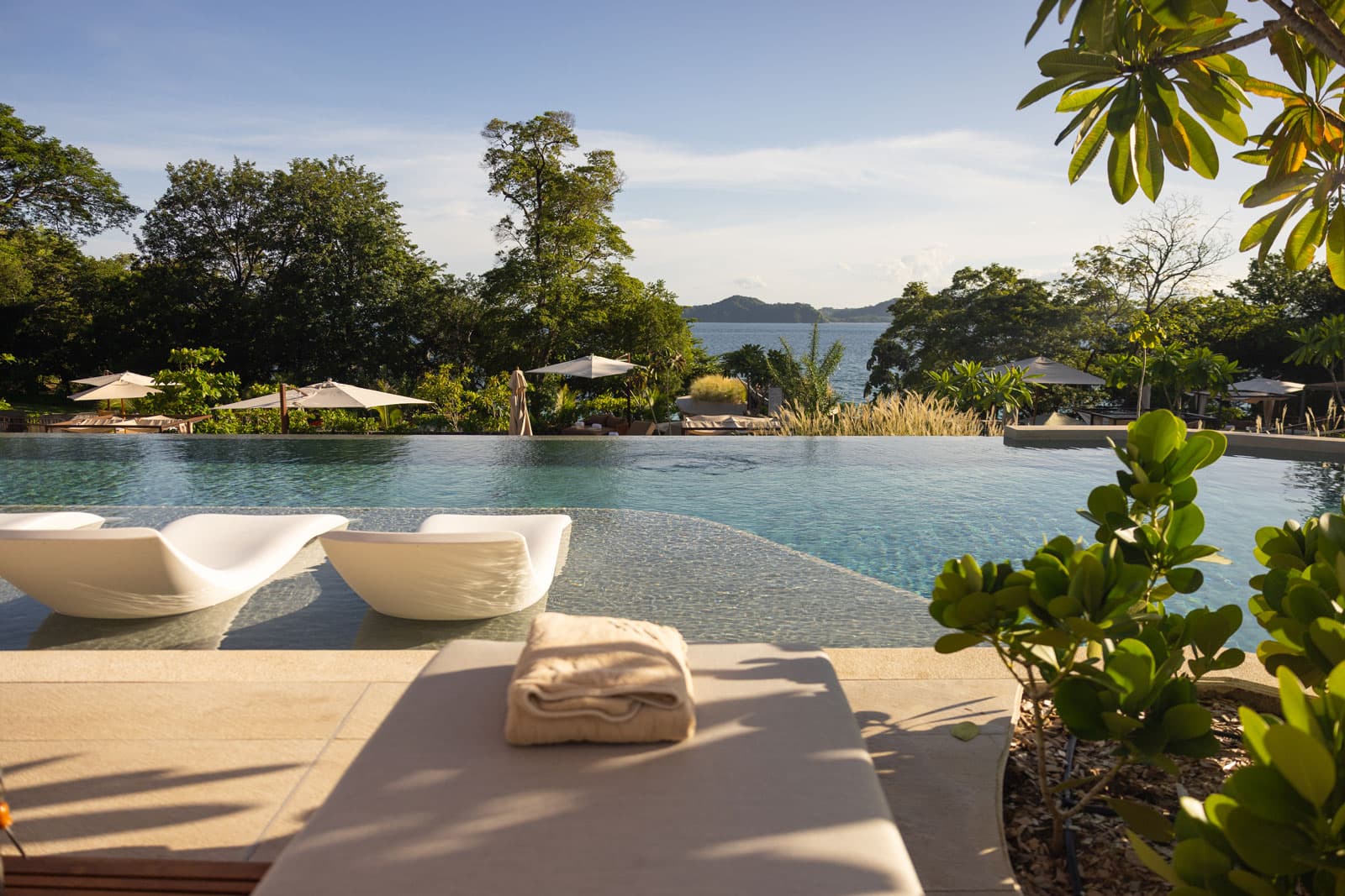 Waldorf Astoria Punta Cacique Costa Rica multi level pools overlooking the ocean.