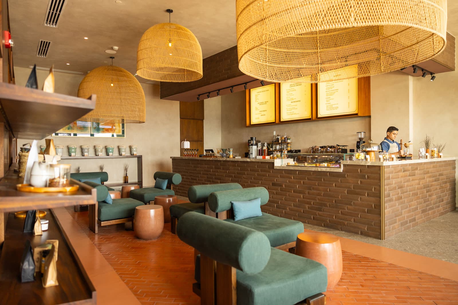 Interior of the Buena Nota Cafe at the Waldorf Astoria, Punta Cacique, Costa Rica.