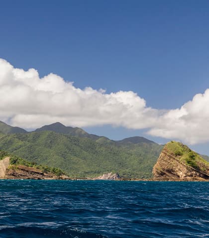 rocky, mountainous ocean coastline of santa rosa national park in costa rica